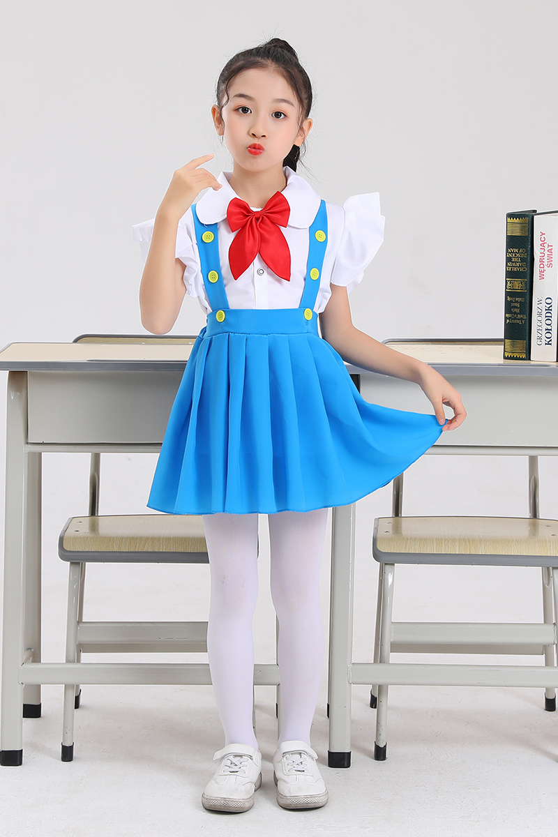 六一儿童大合唱演出服小学生红领巾朗诵表演服女童背带裤裙舞蹈服 - 图1