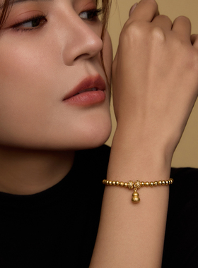 Manreya玛芮雅金禄缠腕手链葫芦素链新中式复古手串转运珠女金色