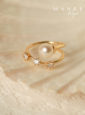 manreya天然淡水珍珠戒指轻奢
