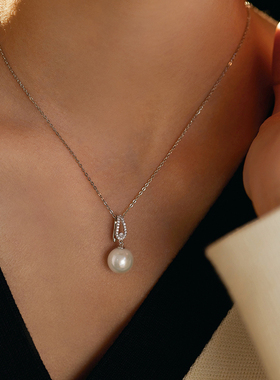 Manreya玛芮雅项链日光倾城爱迪生珍珠项链925银镀白金