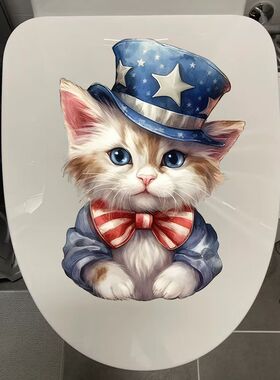 美式戴帽子猫咪个性车身贴纸防水自粘墙贴儿童房冰箱电动车贴画潮