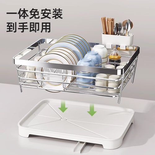 碗碟收纳架304不锈钢厨房置物架水槽台面放碗筷盘沥水篮沥水碗架 - 图2