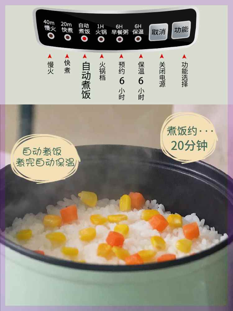 小型电饭锅小电饭煲1一2人3人家用多功能迷你煮饭锅广兴 GXDG-17-图0