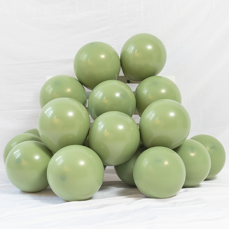10寸复古加厚绿色牛油果绿色森林系墨绿哑光圆形乳胶气球开业装饰-图2