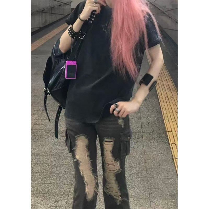 美式复古设计感低腰破洞牛仔裤女2025秋季新款时尚修身显瘦长裤女,淘宝优惠券,粉丝福利购,淘宝优惠卷