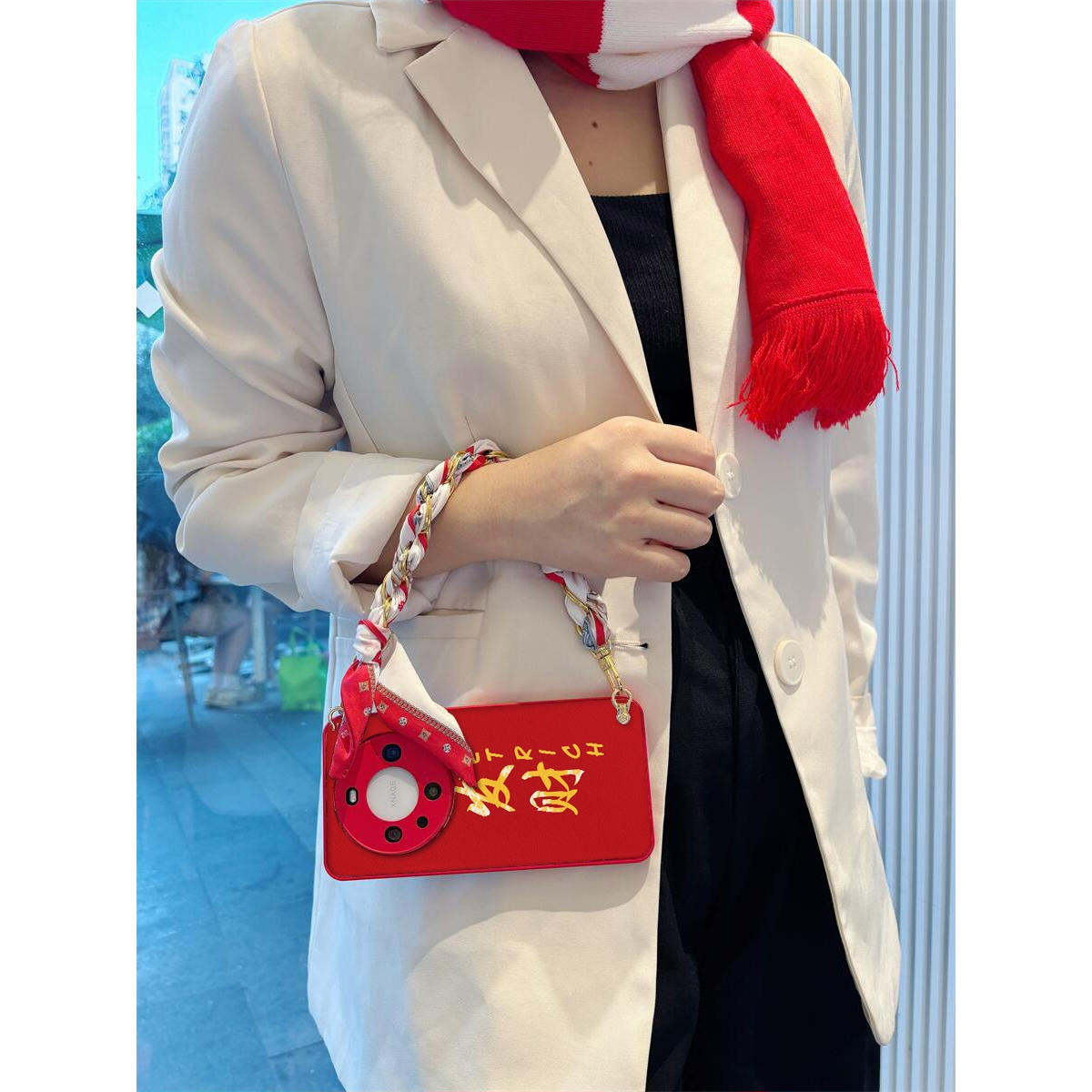 适用reno14pro手机壳oppo斜r挎+发财a丝巾find硅x胶11软0壳9全8包7防6摔5标4准3梦2境1女g/plus/s新e款z/k - 图2