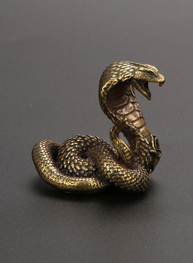 实心铜生肖蛇摆件 铜小蟒蛇响尾蛇手把件铜蛇蝰蛇铜玩仿真蛇茶宠