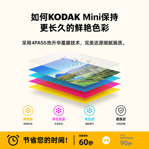 【国庆出游】KODAK/柯达 Mini 3 Retro(含8张相纸) 4PASS热升华 3英寸方形  口袋便携手机照片打印机礼物 - 图0