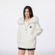 Cream style fur collar hooded sweater, soft, waxy and gentle thickened knitted autumn and winter coat