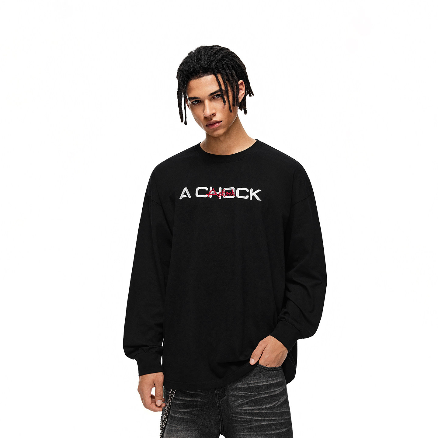 【Achock官方店】基础款简约logo刺绣圆领打底上衣潮流新款长袖t,淘宝优惠券,粉丝福利购,淘宝优惠卷