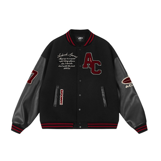 Achock Baseballjacke, kontrastfarbene Jacke, locker