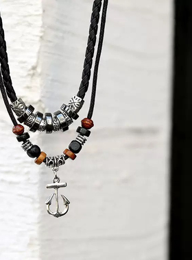 新款船锚项链男士学生复古潮人吊坠锁骨链日韩版情侣饰品礼物