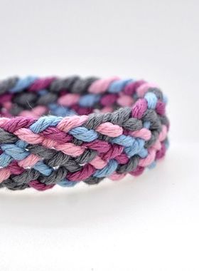 彩色棉麻可调节手工编织手绳闺蜜
