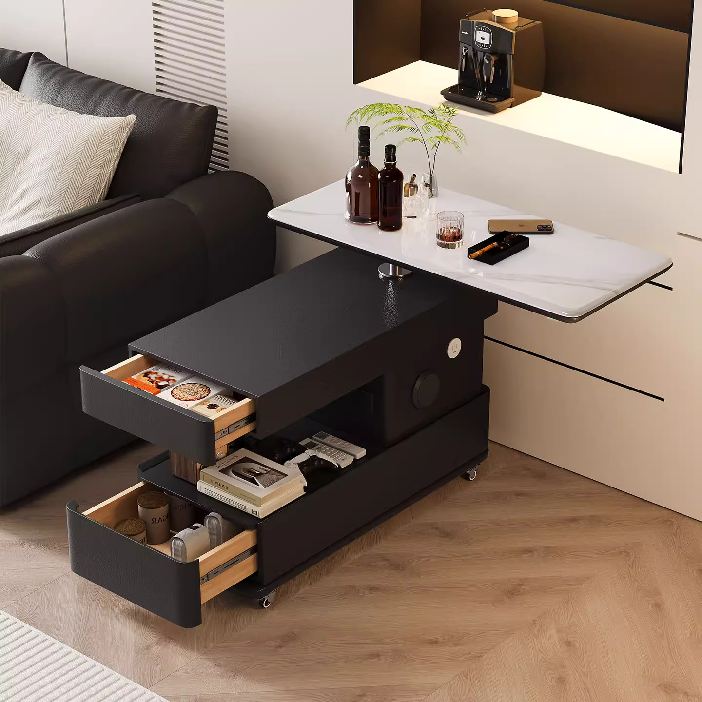 可移动可升降茶几小户型客厅推车现代简约边柜多功能意式沙发边几,淘宝优惠券,粉丝福利购,淘宝优惠卷