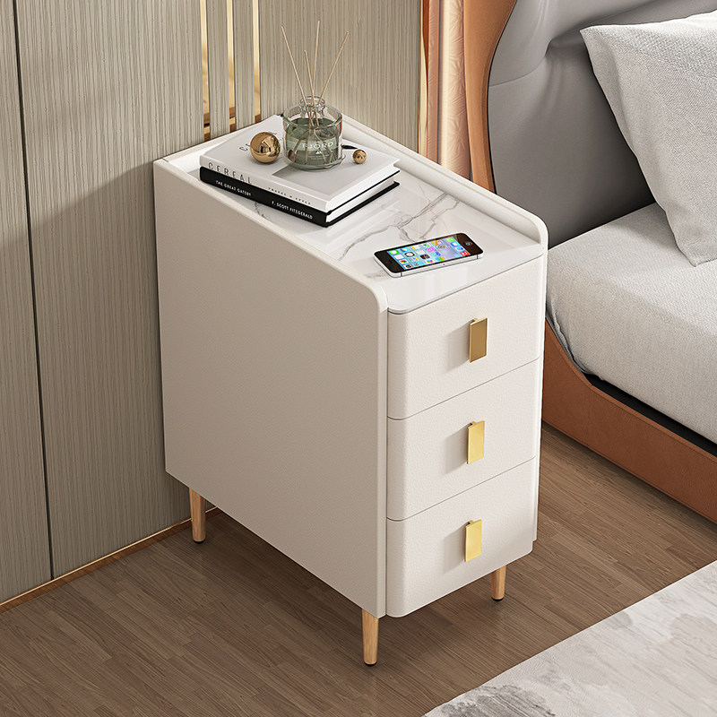 超窄智能床头柜实木简约现代无线充电带灯边柜小型三抽家用储物柜,淘宝优惠券,粉丝福利购,淘宝优惠卷
