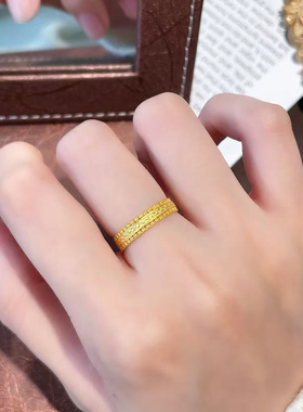 5G黄金腰缠万贯戒指女999足金镂空钱币指环纯金正品食指戒送女友