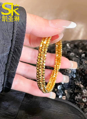 999足金三圈蹦迪手镯爆闪金镯子
