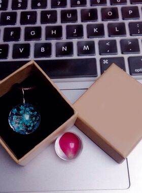 手工永生花吊坠 樱花四叶草蒲公英项链森女系干花锁骨链生日饰品