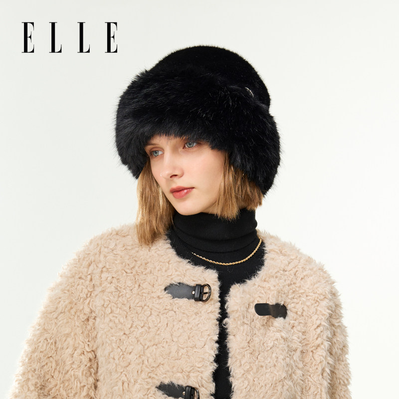 ELLE毛绒盆帽女士秋冬季户外护耳保暖时尚渔夫帽北方防风防寒百搭,淘宝优惠券,粉丝福利购,淘宝优惠卷