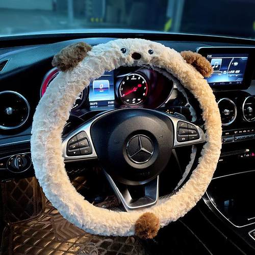 奔驰宝马奥迪大众冬季汽车方向盘套毛绒保暖2025新款防滑四季通用 - 图1
