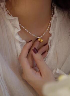 chomelkinsey  珍珠项链铃兰花小米珠2025新款高级感设计感锁骨链