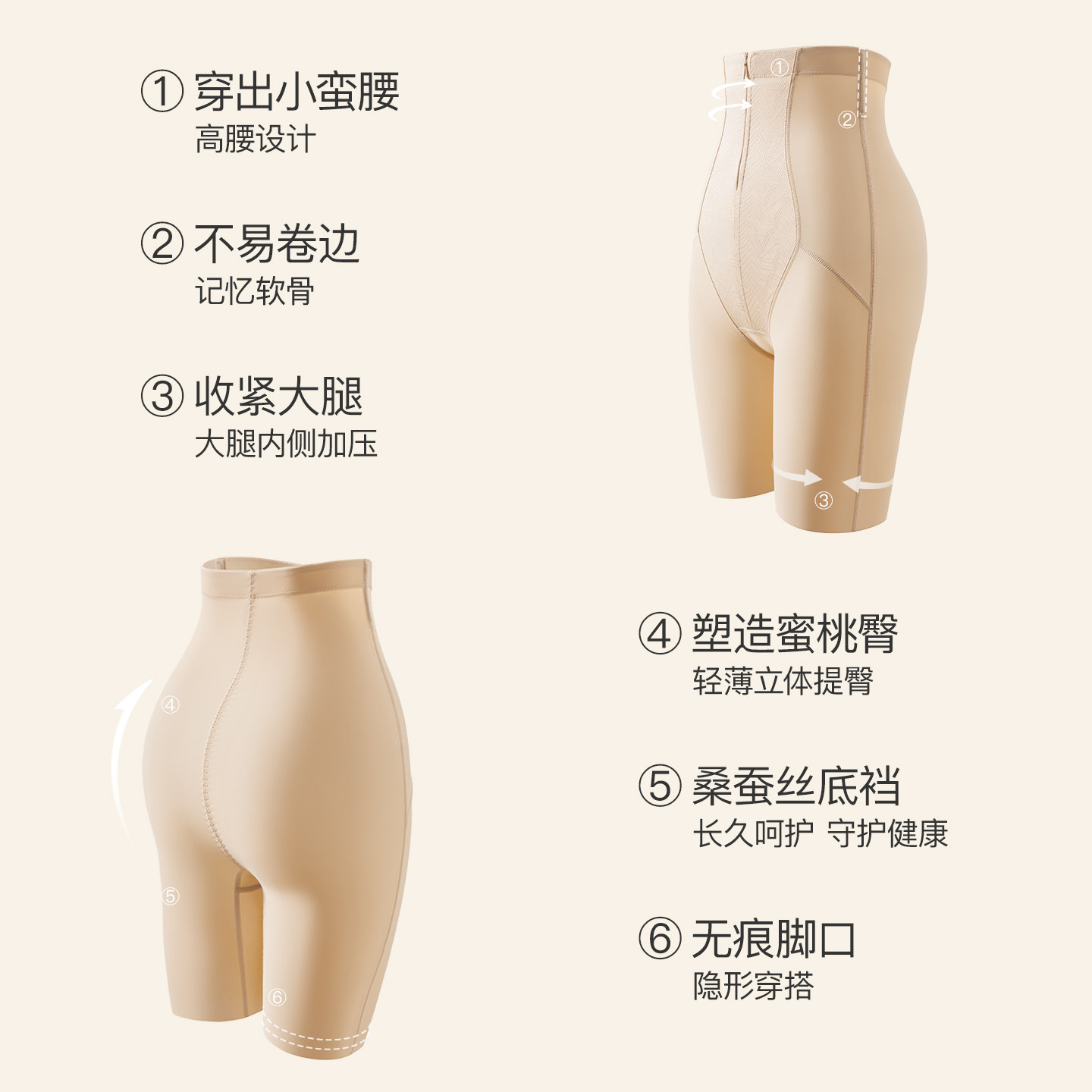 曲线主义高腰拉链排扣收腹提臀裤强力收小肚子塑身产后塑形内裤女