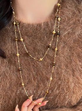 美拉德虎眼石销项链女秋冬