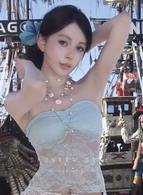 蓝色海星贝壳珍珠项链女