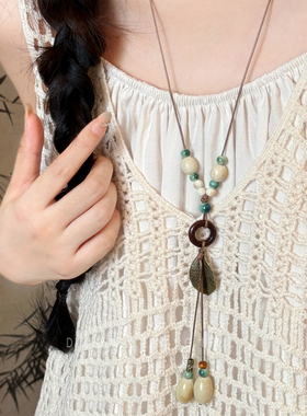 新中式古风陶瓷吊坠项链女