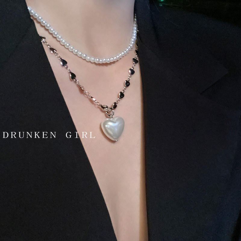 双倍甜心~珍珠爱心吊坠叠戴项链女款秋冬小众独特设计毛衣链配饰,淘宝优惠券,粉丝福利购,淘宝优惠卷