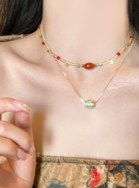 新中式敦煌配色串珠项链女