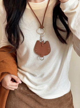 可爱狗狗皮革墨镜挂绳项链长款