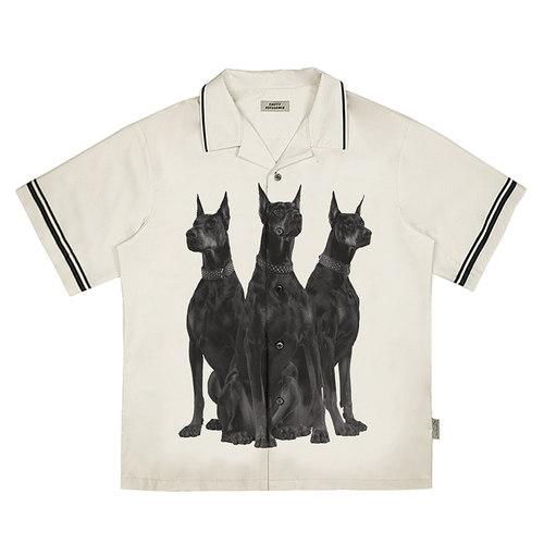 【谷爱凌张景昀鹭卓】EMPTY REFERENCE 杜宾犬美式古巴领短袖衬衫 - 图3