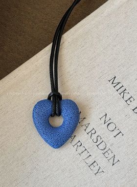 大号火山石皮绳镂空爱心