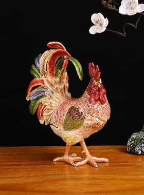 创意公鸡桌面小摆件合金小摆设