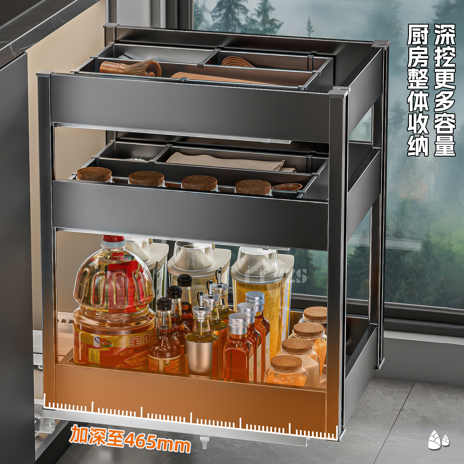 调味调料拉篮厨房橱柜窄柜抽屉式极窄小尺寸柜内抽拉式置物架收纳 - 图0