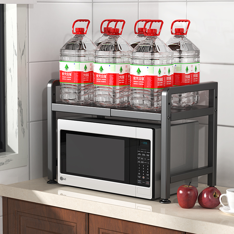 微波炉架子置物架台面烤箱可伸缩双层多功能桌面厨房收纳家用橱柜-图2