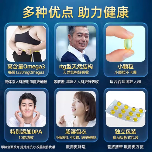 gnc健安喜皇冠97深海rtg鱼油美国高纯度epa成人DHA进口Omega3胶囊 - 图0