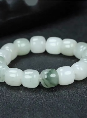 monocle 天山翠雪翠男女款手串新疆金丝玉老型珠玉石珠子串珠手链