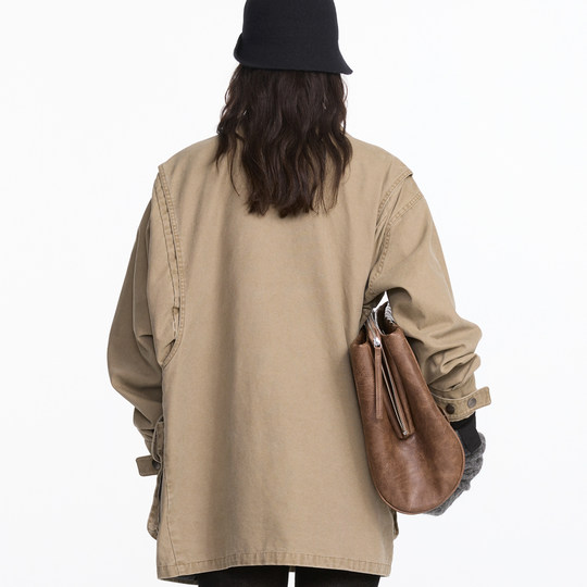 Vintage washed large pocket work jacket windbreaker