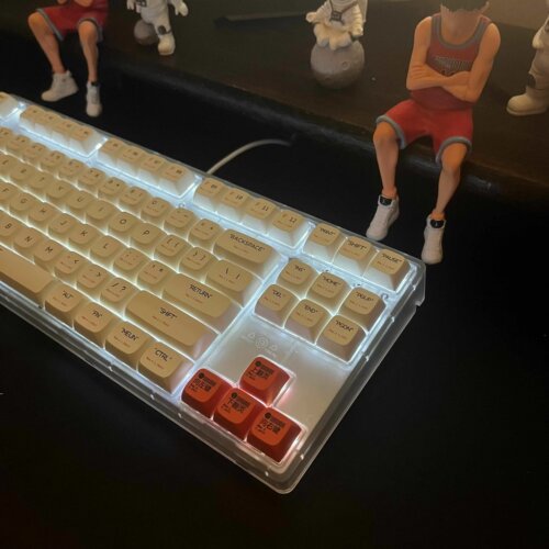 佳宫F87M机械键盘全透明白光青轴红轴客制化热插拔轴有线静音线性 - 图3