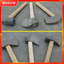 Stone hammer square head hammer hand hammer flat head pointed hammer hand hammer forged and beaten old iron hammer open Mountain round head hammer mine hammer