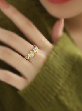 足银9999描金九尾灵狐戒指