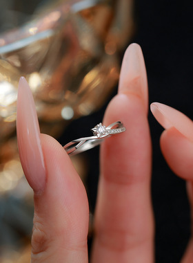 足银999星星交叉镶钻纯银戒指