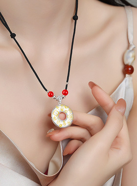 足银s999吉言平安扣项链女