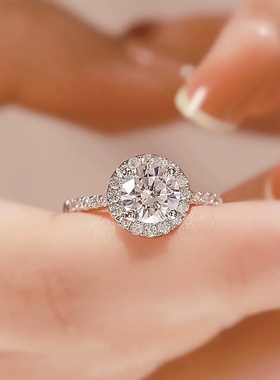 S925纯银圆包莫桑石钻戒指