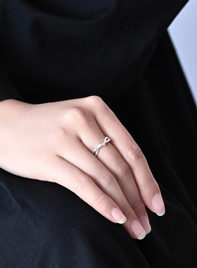 晚舟足银999线条交织戒指