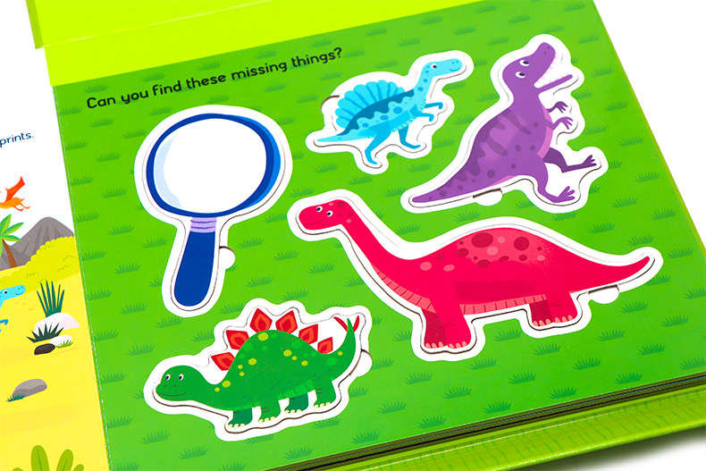 角色扮演系列 恐龙猎人Let's Pretend Dino Explorer互动拼图游戏书英文原版绘本玩具书翻翻操作书宝宝益智开发 精装纸板书3岁+