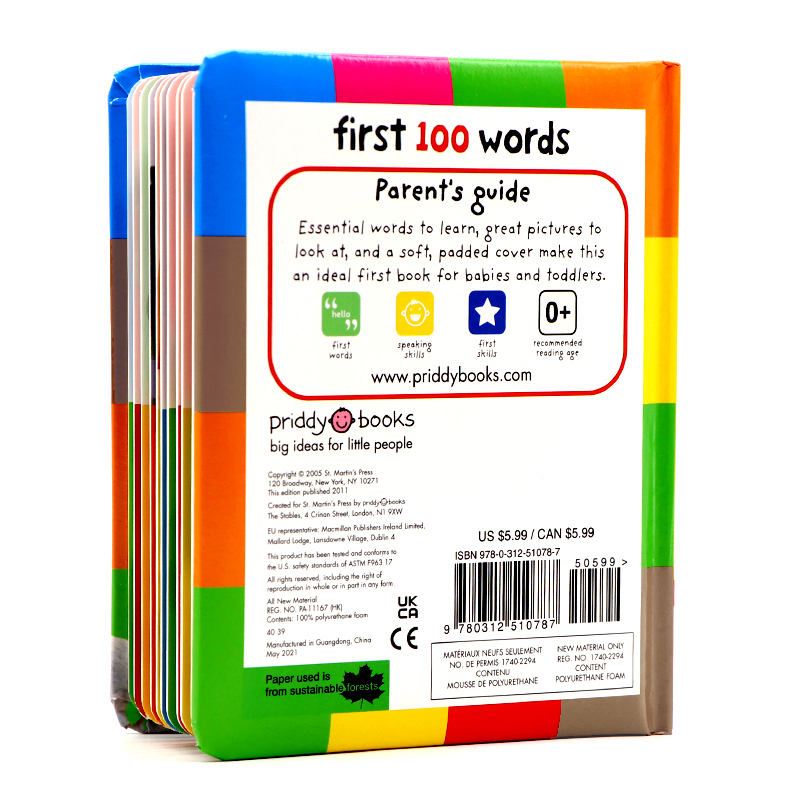 First 100Words 启蒙认知100词系列 英文原版绘本1-3岁儿童英语早教启蒙认知纸板书 初级入门100个单词 常见词汇图解 Priddy books - 图0