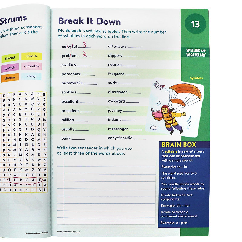 大脑任务练习册4年级 英文原版 Brain Quest Workbook 4th Grade 9-10岁儿童小学课外家庭练习册提升学习能力进口英语书籍平装版